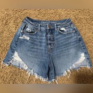 American Eagle Outfitters Frayed Blue Jean Shorts - Comfort Stretch Waistband